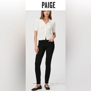 NWT PAIGE “Verdugo Crop” Black Skinny Jeans Size 25